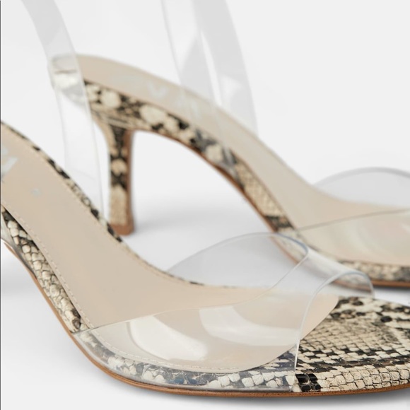 Zara vinyl and animal print heeled sandals - Picture 5 of 9
